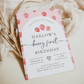 Berry First Birthday Invitation | Strawberry 