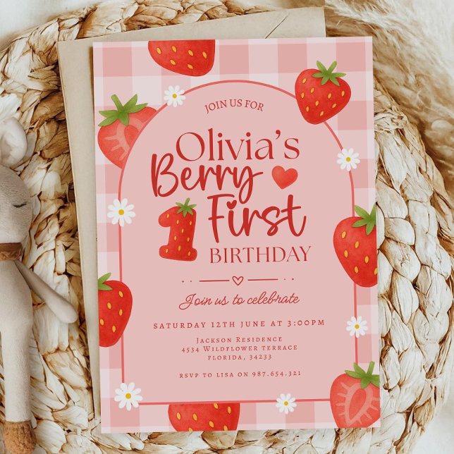 Berry First Birthday Invitation Template Berry 1st (Creator Uploaded)