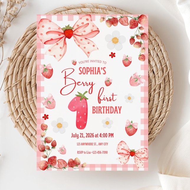 Berry First Birthday Invitation Template Berry 1st (Creator Uploaded)