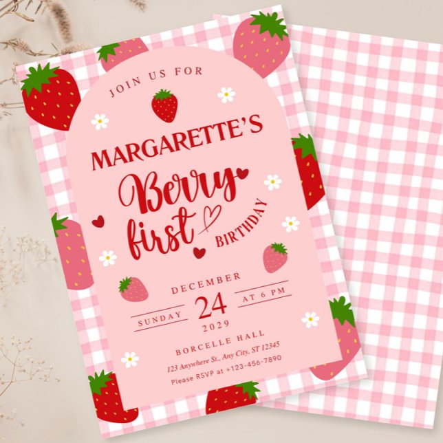 Berry First Birthday Invitation Template Berry 1st (Creator Uploaded)