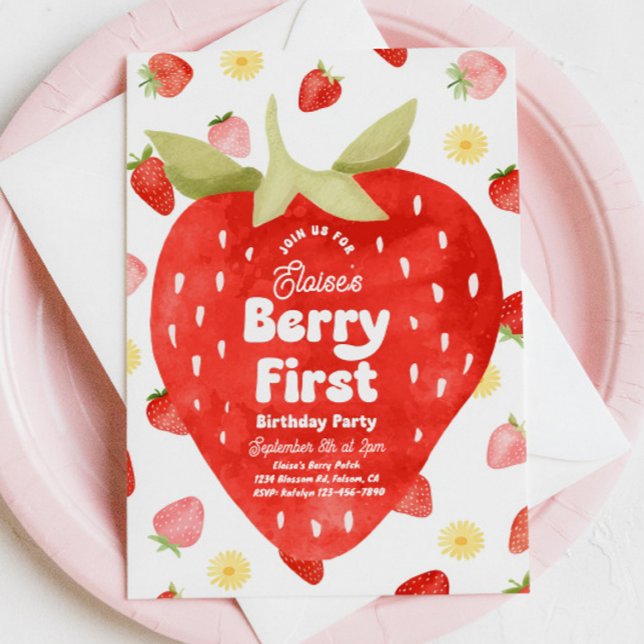 Berry First Birthday Invitations (Creator Uploaded)
