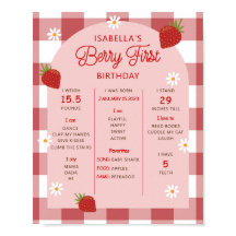 Berry First Birthday Milestone Poster