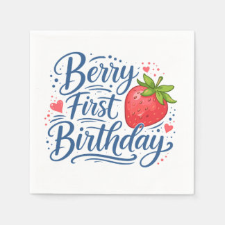 Berry First Birthday | One Year Old Party Napkin