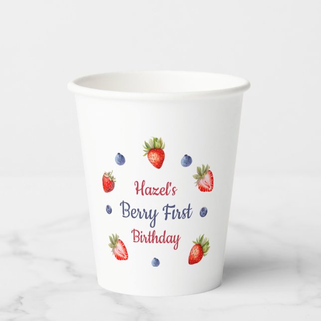 Berry first birthday  paper cups (Front)