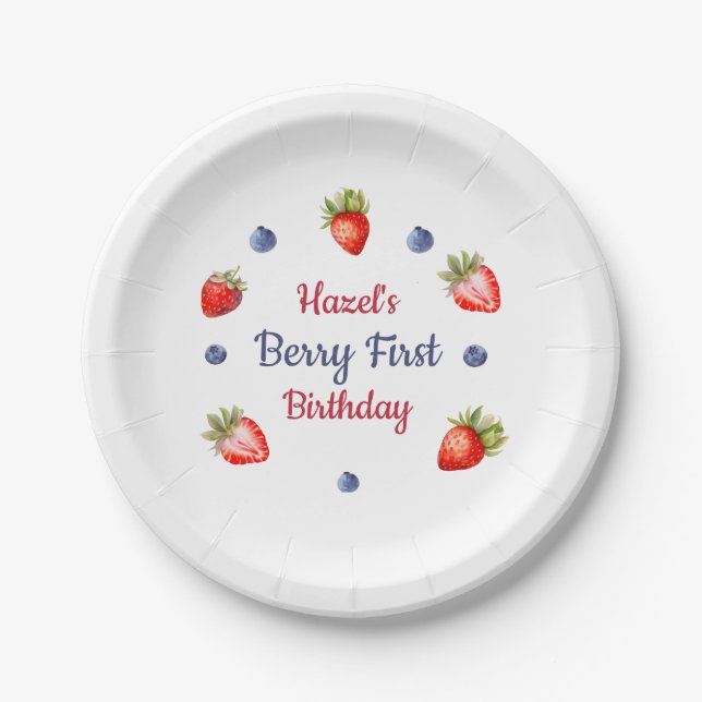 Berry first birthday  paper plate (Front)
