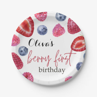 Berry first birthday paper plate