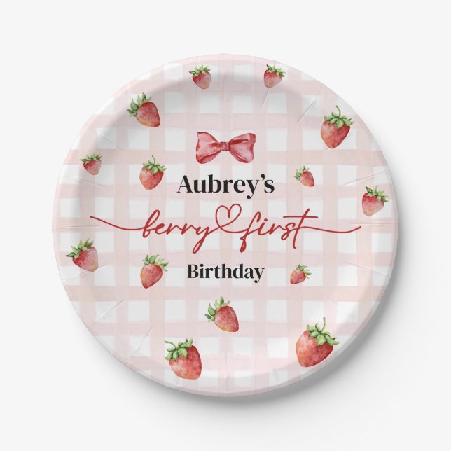 Berry First Birthday Paper Plate (Front)