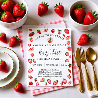 Berry First Birthday Party 1st Birthday Invitation