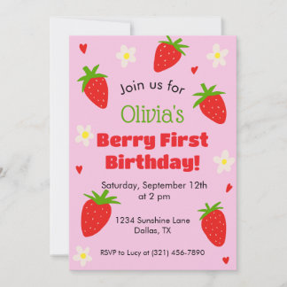 Berry First Birthday party invitation