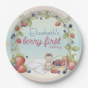 Berry First Birthday Party Paper Plate