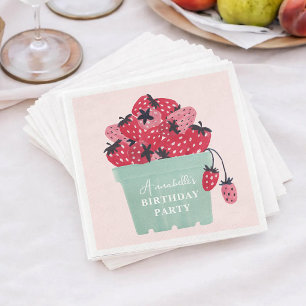 Berry First Birthday Party Strawberry Napkin