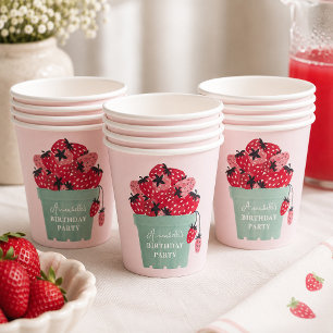Berry First Birthday Party Strawberry Paper Cups
