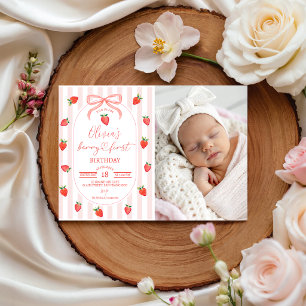 Berry First Birthday Photo Invitation