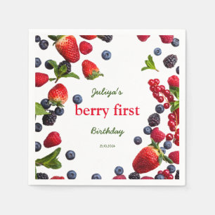  Berry First birthday  Photo  Napkin