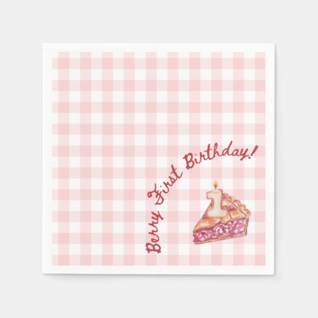 Berry First Birthday Picnic Themed Napkin  (Front)