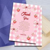 Berry first birthday pink strawberry gingham sweet