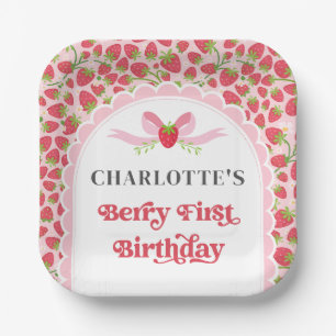 Berry First Birthday Strawberry 1st Birthday 7" Paper Plate