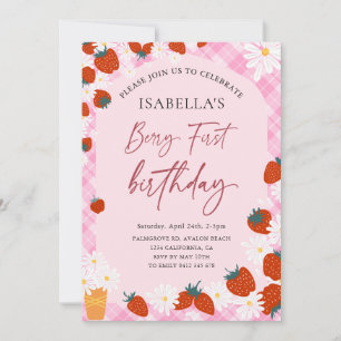 Berry First Birthday Strawberry 1st Birthday Girl Invitation