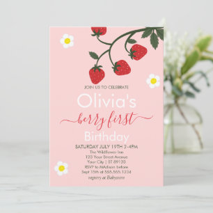 Berry First Birthday Strawberry 1st Birthday Invitation