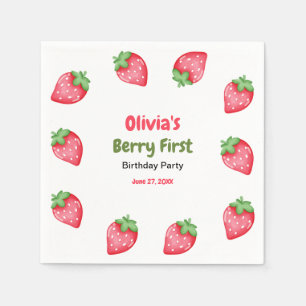 Berry First Birthday Strawberry 1st Birthday Napkin