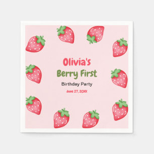Berry First Birthday Strawberry 1st Birthday Napkin