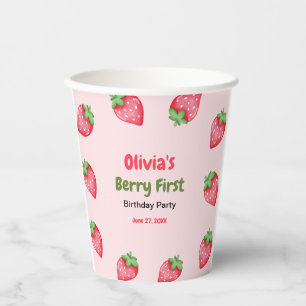Berry First Birthday Strawberry 1st Birthday  Paper Cups