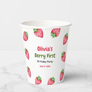 Berry First Birthday Strawberry 1st Birthday  Paper Cups