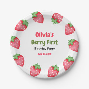 Berry First Birthday Strawberry 1st Birthday  Paper Plate