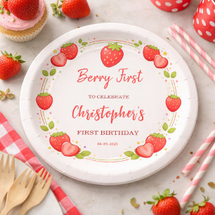 Berry First Birthday   Strawberry 1st Birthday  Paper Plate
