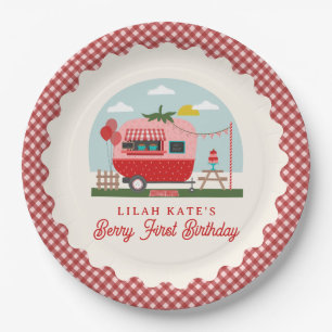 Berry First Birthday Strawberry Camper Paper Plate