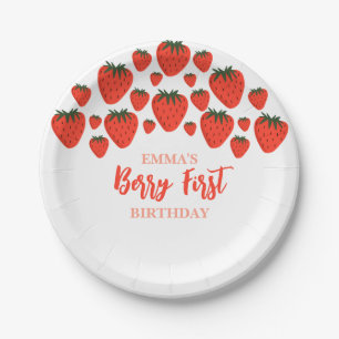 Berry First Birthday Strawberry Design Paper Plate