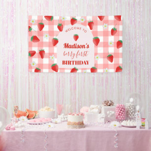 Berry First Birthday Strawberry First 1st Welcome Banner