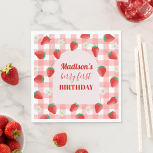 Berry First Birthday Strawberry First 1st Welcome Napkin