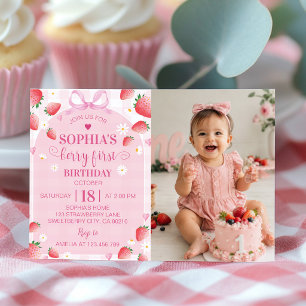 Berry First Birthday Strawberry Invitation