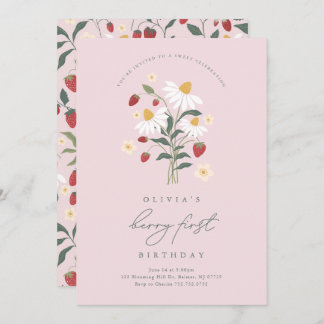 Berry First Birthday Strawberry Invitation