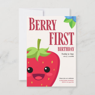 Berry First Birthday Strawberry Party Invitation
