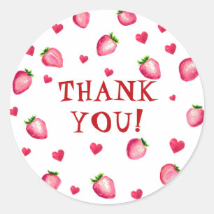 Berry First Birthday Strawberry Party Thank You Classic Round Sticker