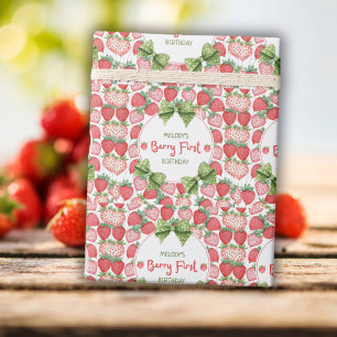 Berry First Birthday Strawberry Party Wrapping Paper