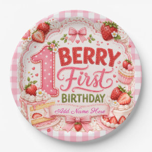 Berry First Birthday Strawberry Shortcake Paper Plate