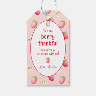 Berry First Birthday Strawberry Thank You Favour Gift Tags