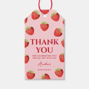 Berry First Birthday Strawberry Thank You Gift Tags