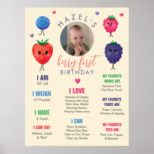 Berry First Birthday Sweet Watercolor  Poster