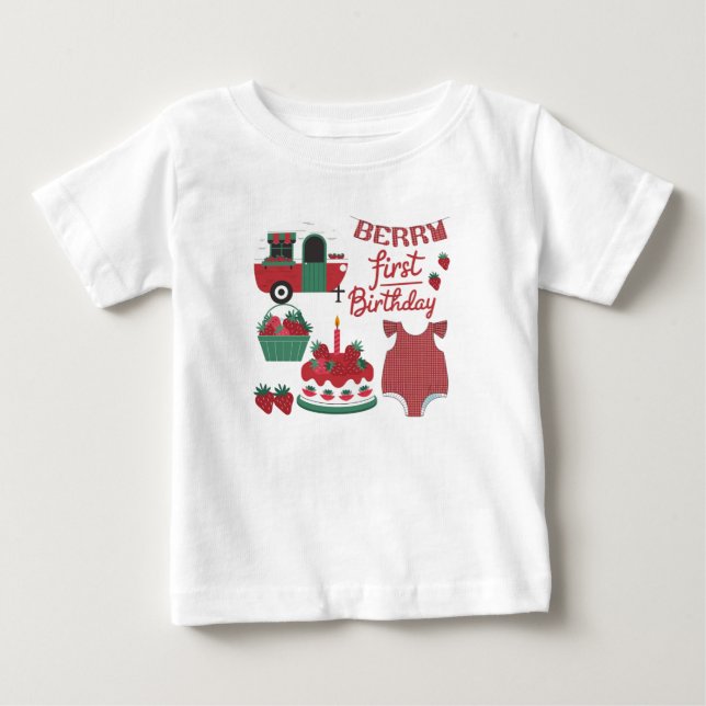 Berry First Birthday T-Shirt  (Front)
