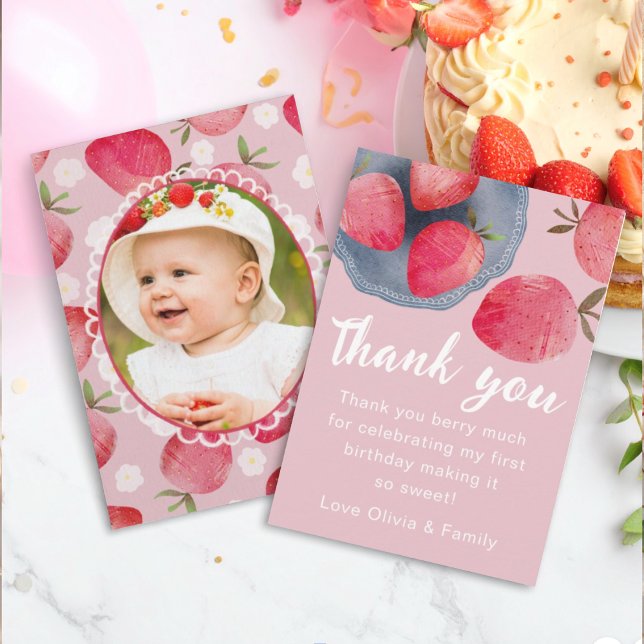 Berry First Birthday Thank You Card (Creator Uploaded)