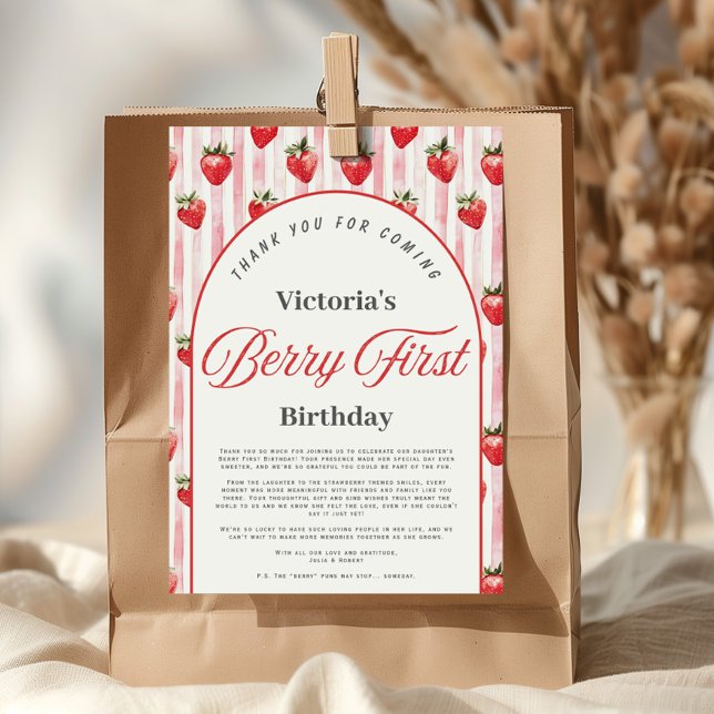 Berry First Birthday Thank You Card (Creator Uploaded)