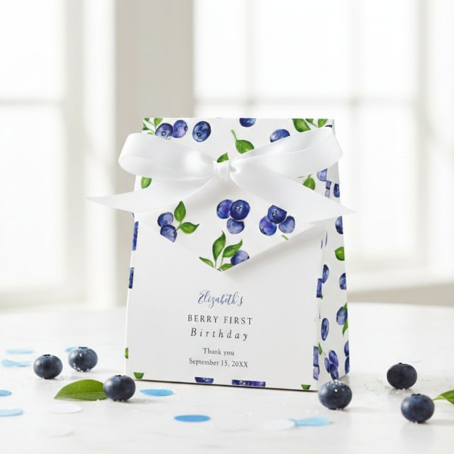 Berry First Birthday Watercolor Blueberry Cute Favour Box (Creator Uploaded)