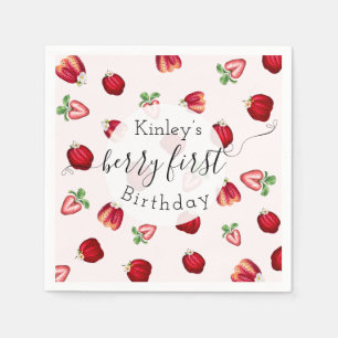Berry First Birthday Wild Strawberry Shortcake Napkin