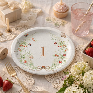 Berry First Birthday Wreath Garden Party Paper Plate
