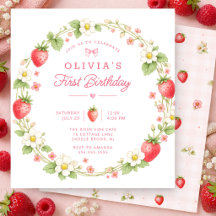 Berry First Birthday Wreath Invitation