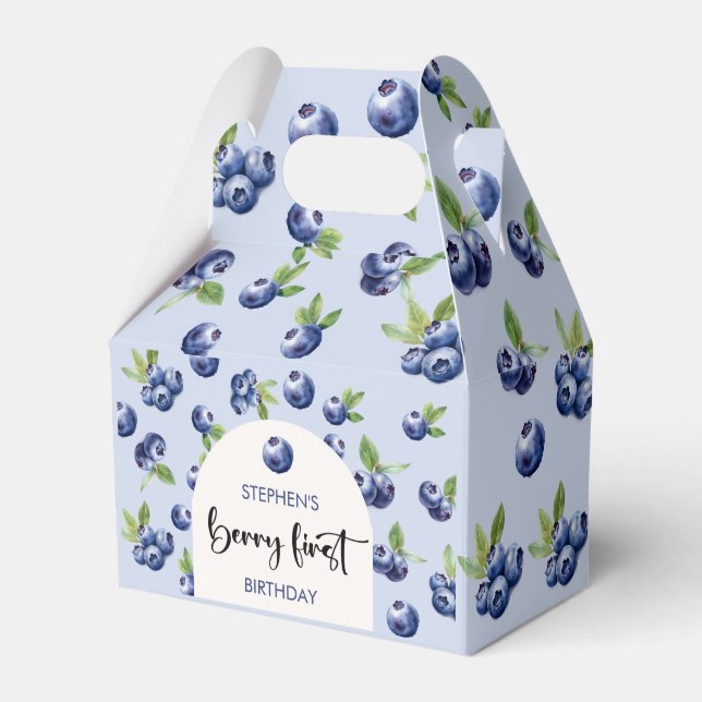 Berry first blueberries kids birthday favour box (Front Side)